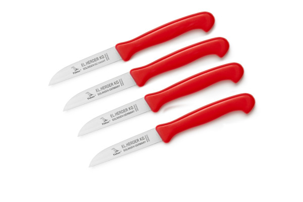 4er-Set Küchenmesser Kunststoff 3" gerade rot - rostfrei